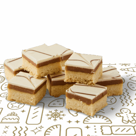 white chocolate caramel shortbread bites